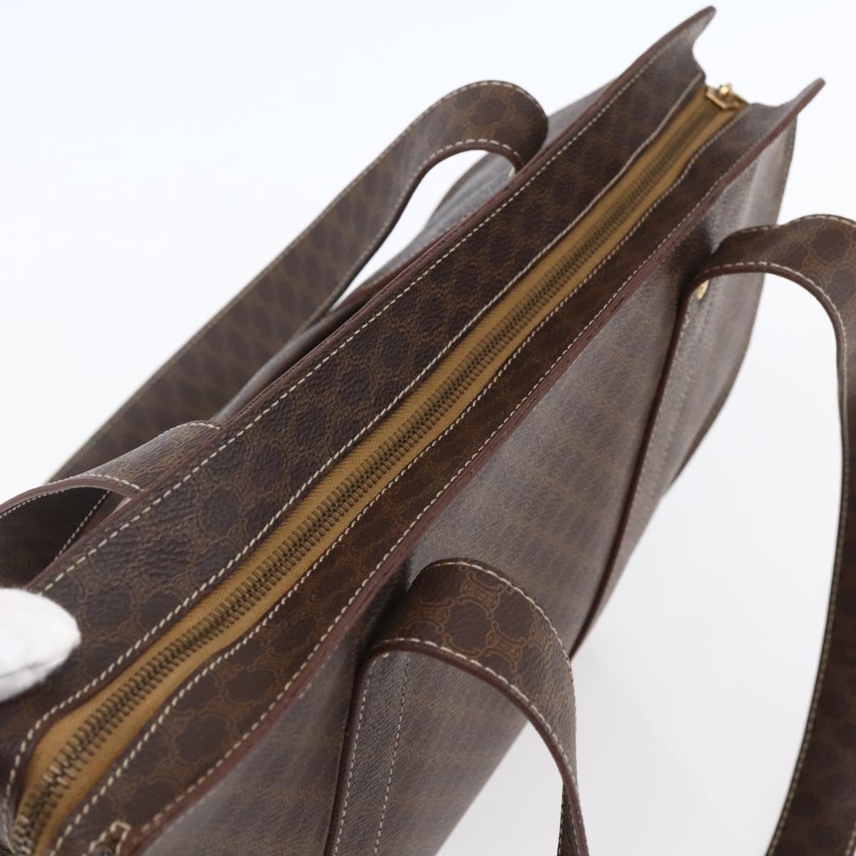 CELINE Macadam Canvas Tote Bag PVC Brown Gold Auth ep11810