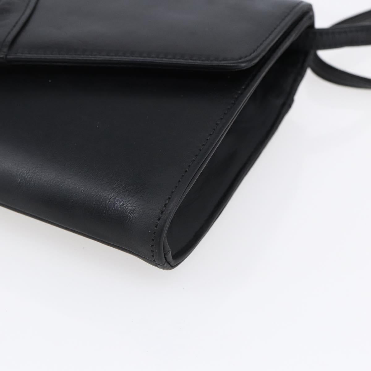 Christian Dior Shoulder Bag Leather Black Gold Auth ep11826