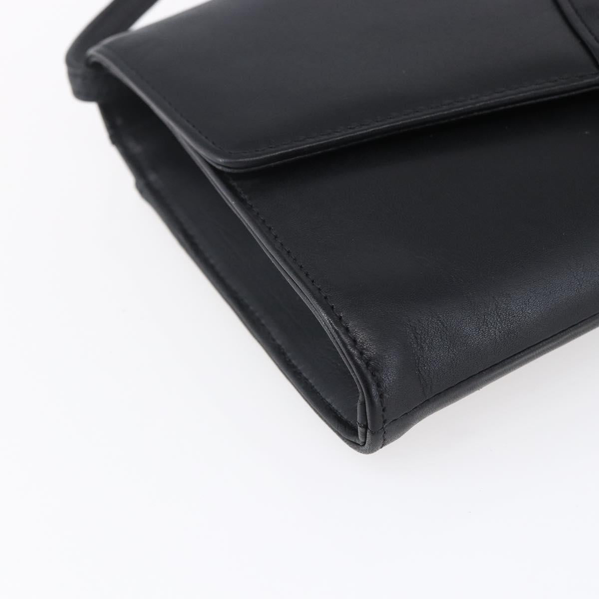 Christian Dior Shoulder Bag Leather Black Gold Auth ep11826