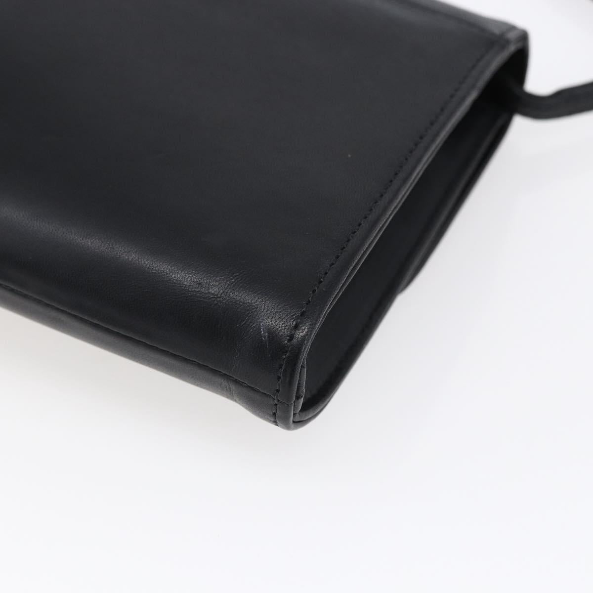 Christian Dior Shoulder Bag Leather Black Gold Auth ep11826