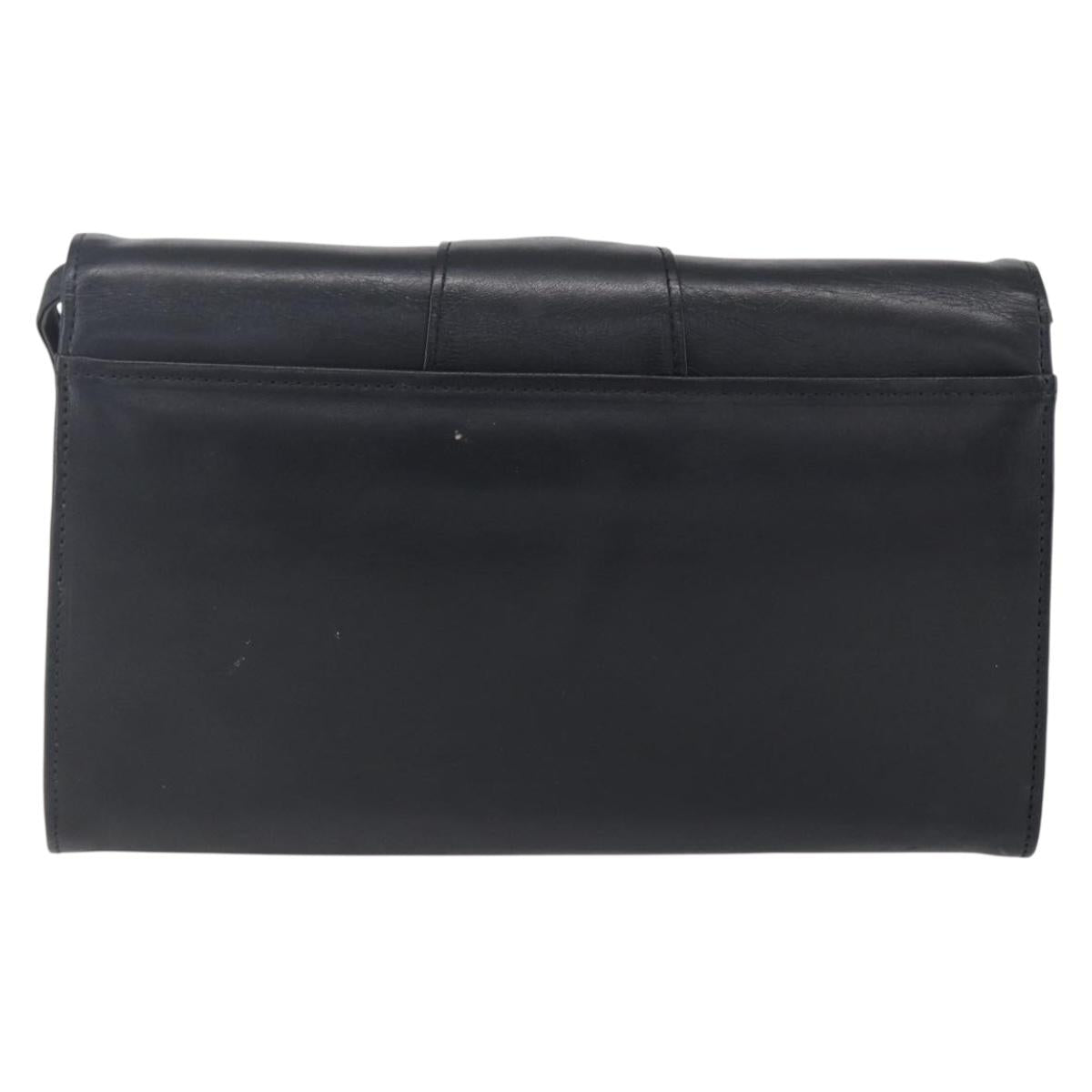 Christian Dior Shoulder Bag Leather Black Gold Auth ep11826