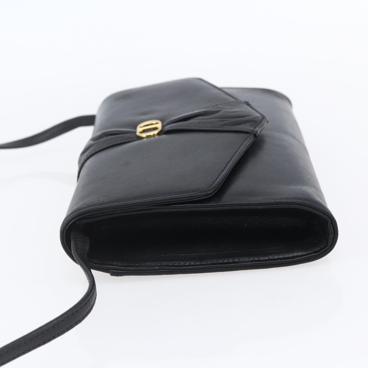 Christian Dior Shoulder Bag Leather Black Gold Auth ep11826