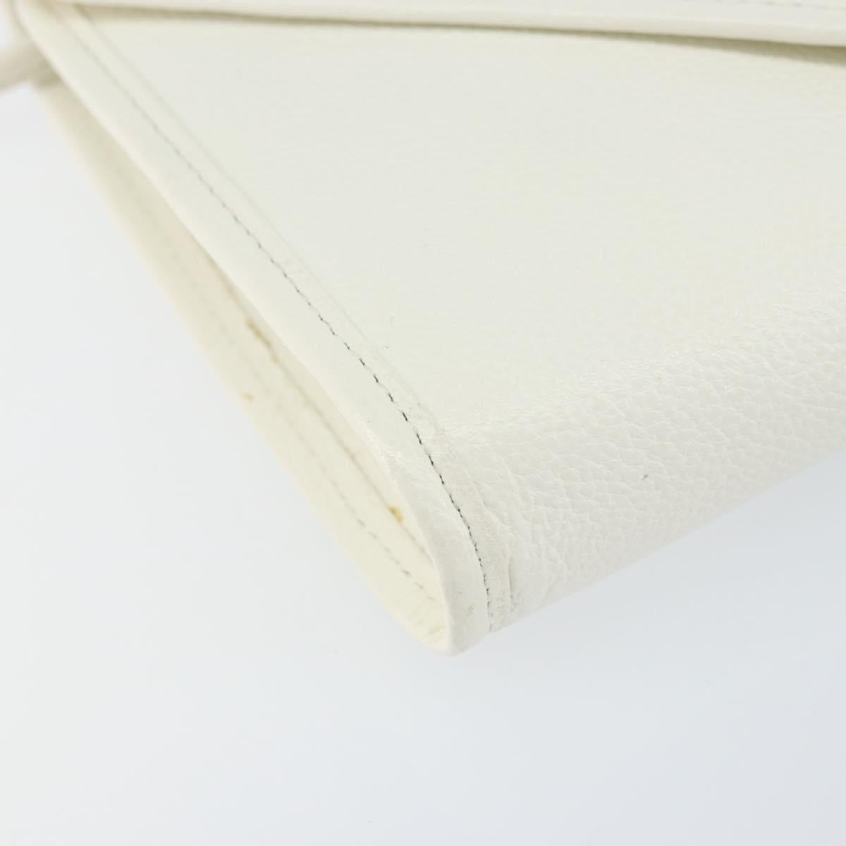 SAINT LAURENT Shoulder Bag Leather White Gold Auth ep11836