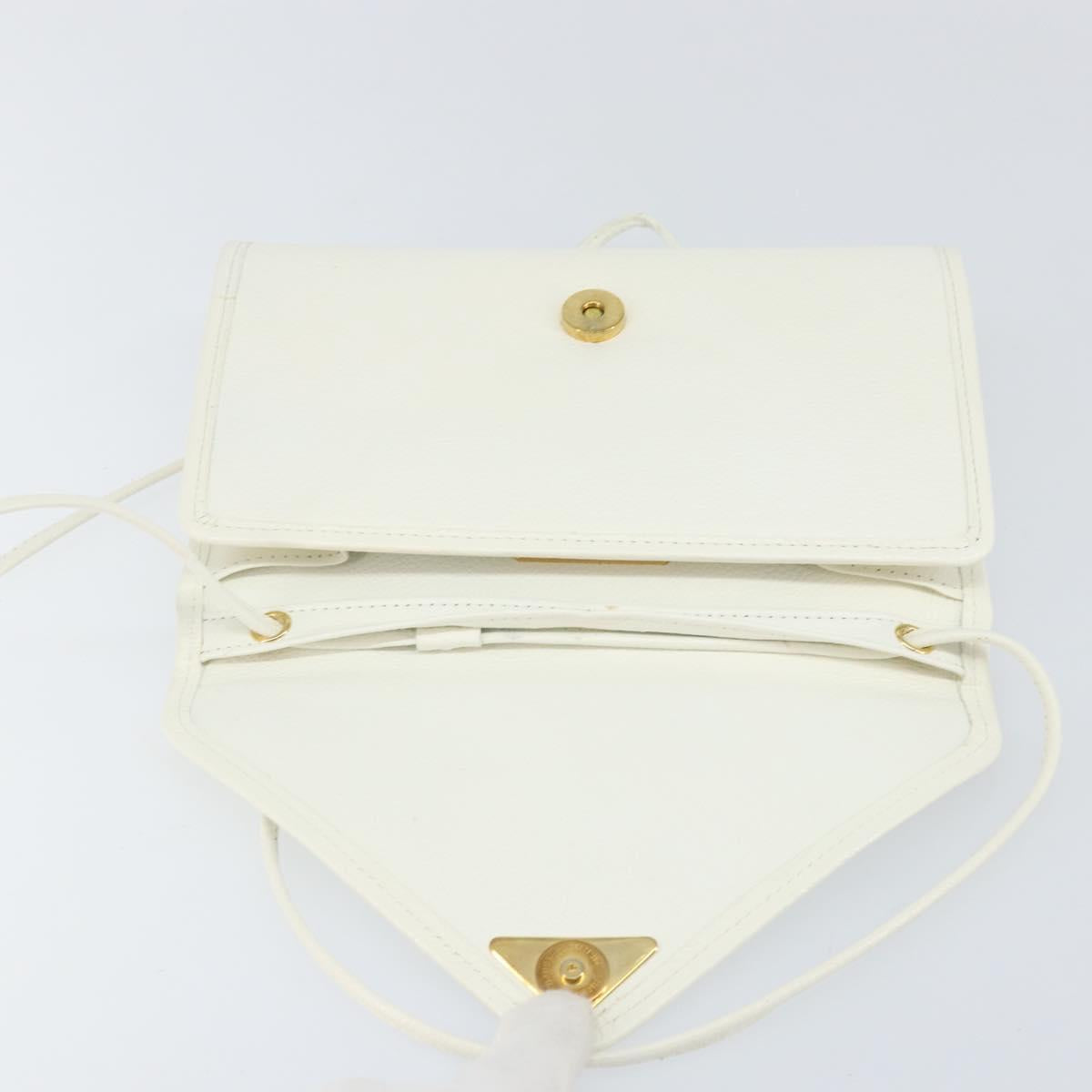 SAINT LAURENT Shoulder Bag Leather White Gold Auth ep11836