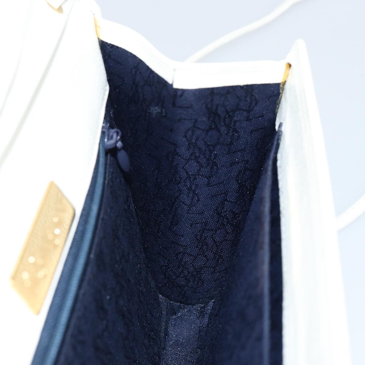 SAINT LAURENT Shoulder Bag Leather White Gold Auth ep11836