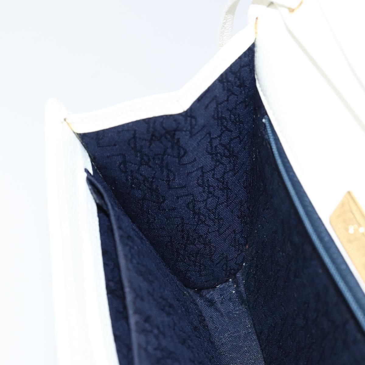 SAINT LAURENT Shoulder Bag Leather White Gold Auth ep11836