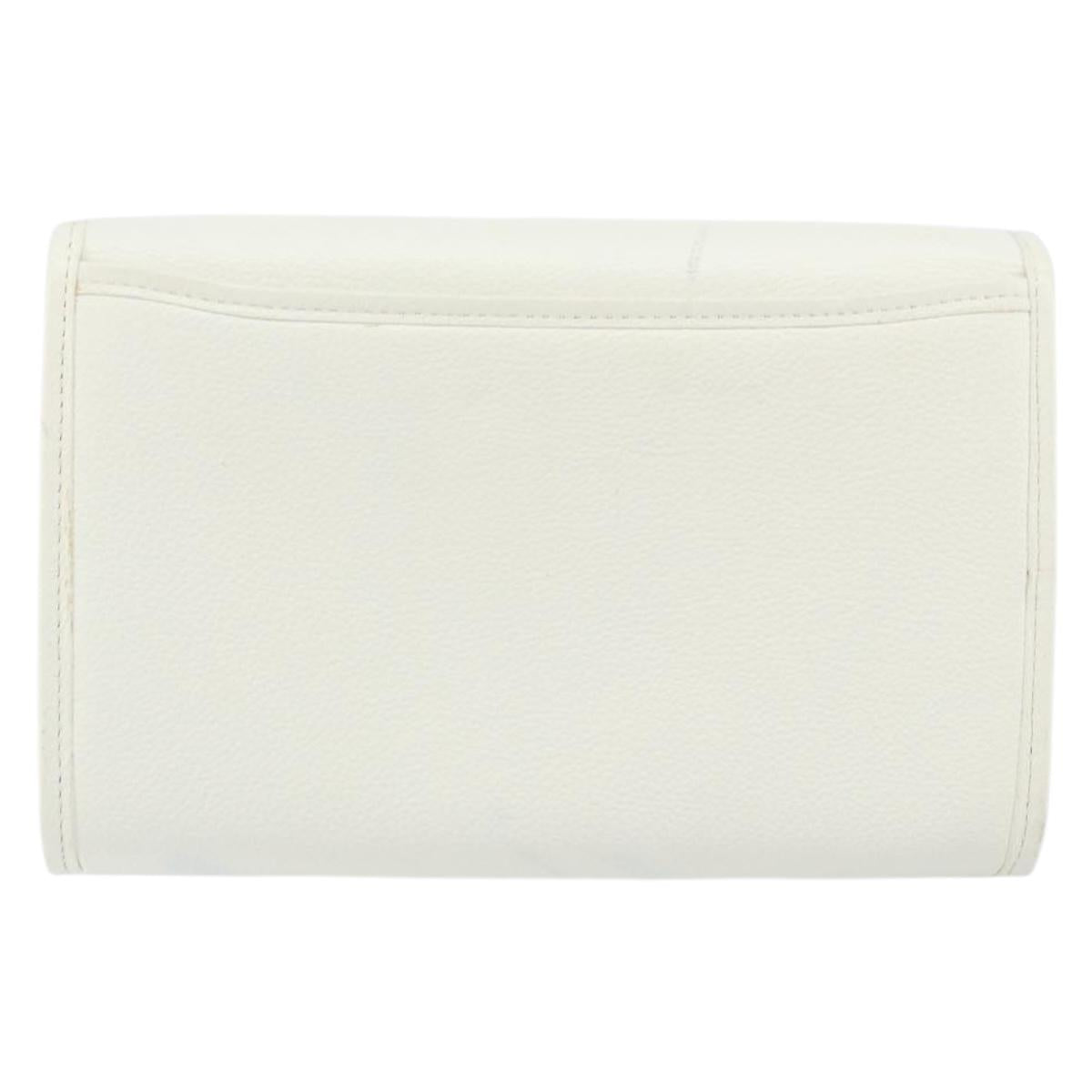 SAINT LAURENT Shoulder Bag Leather White Gold Auth ep11836