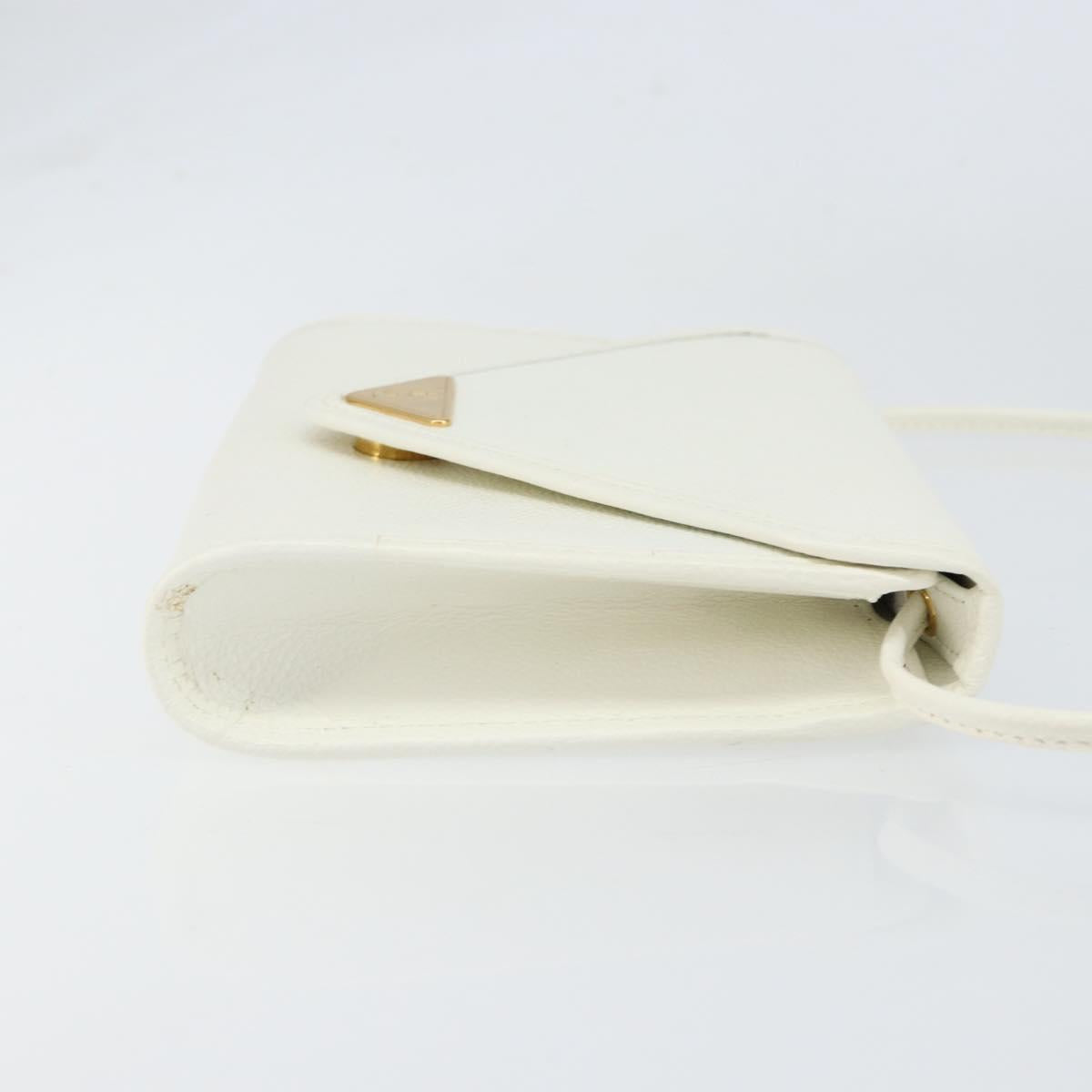 SAINT LAURENT Shoulder Bag Leather White Gold Auth ep11836