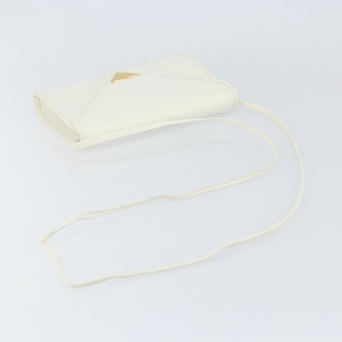 SAINT LAURENT Shoulder Bag Leather White Gold Auth ep11836