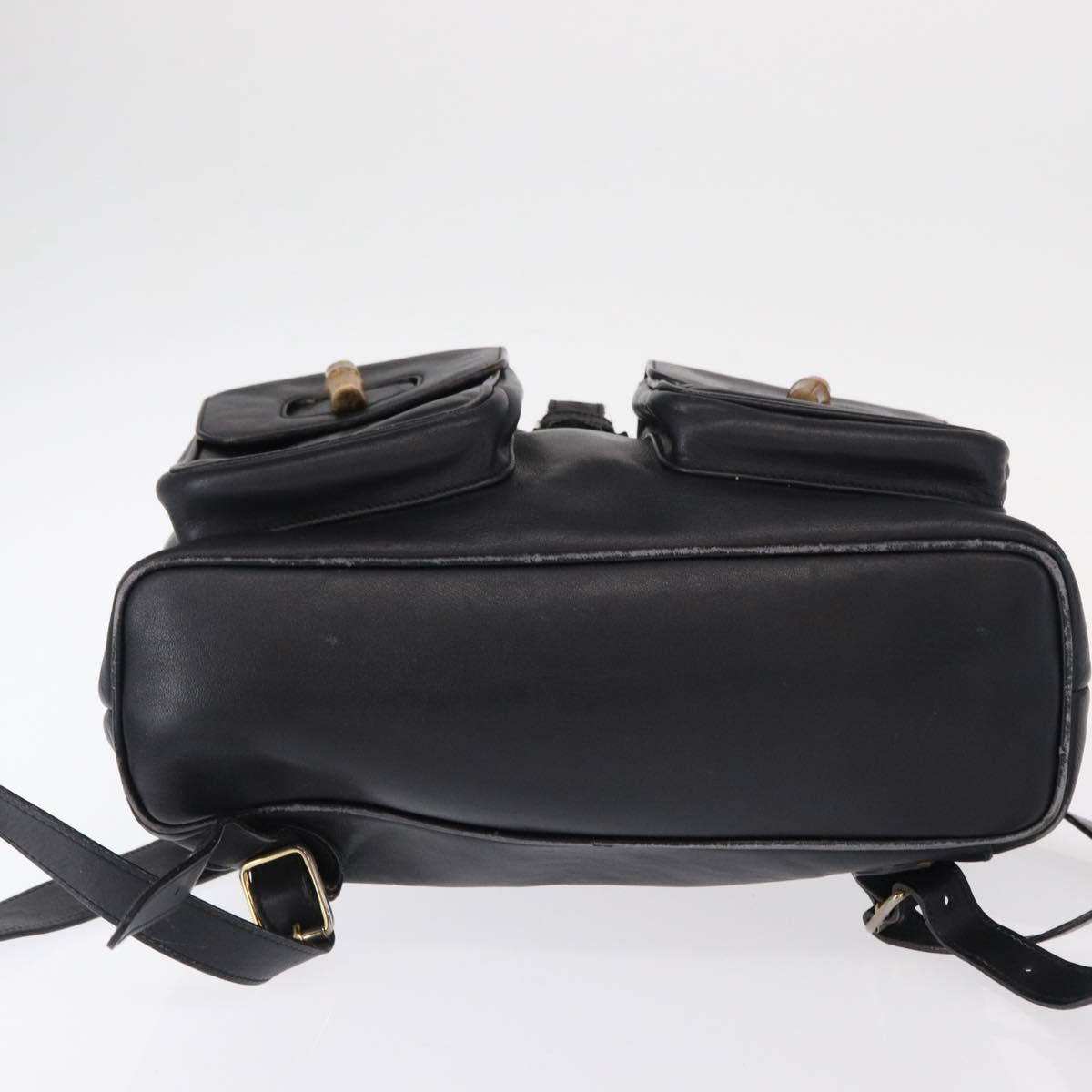 GUCCI Bamboo Backpack Leather Black Gold 003 2058 0016 Auth ep11837