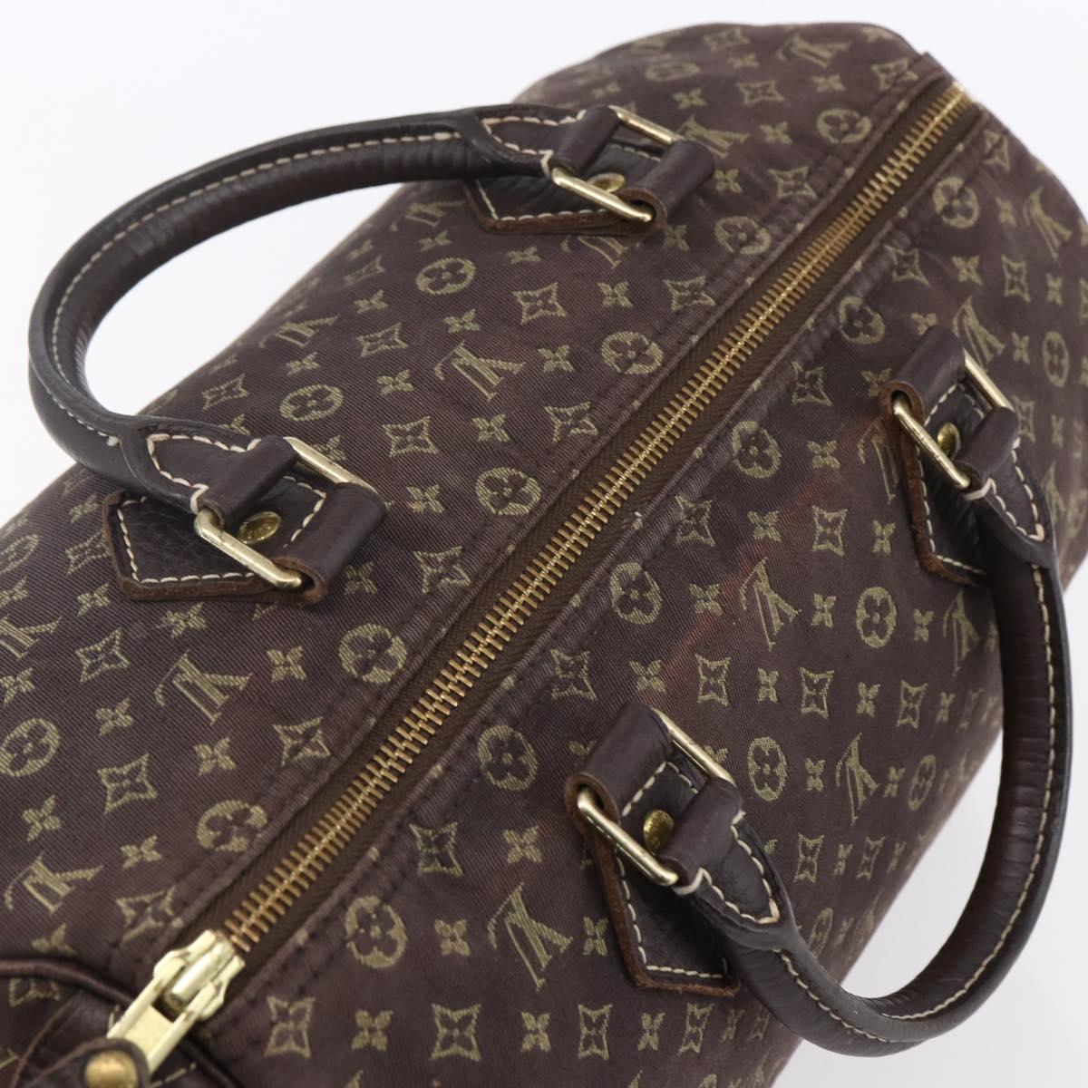 LOUIS VUITTON Monogram Mini Lin Speedy 30 Bag Brown Ebene M95224 Auth ep11838