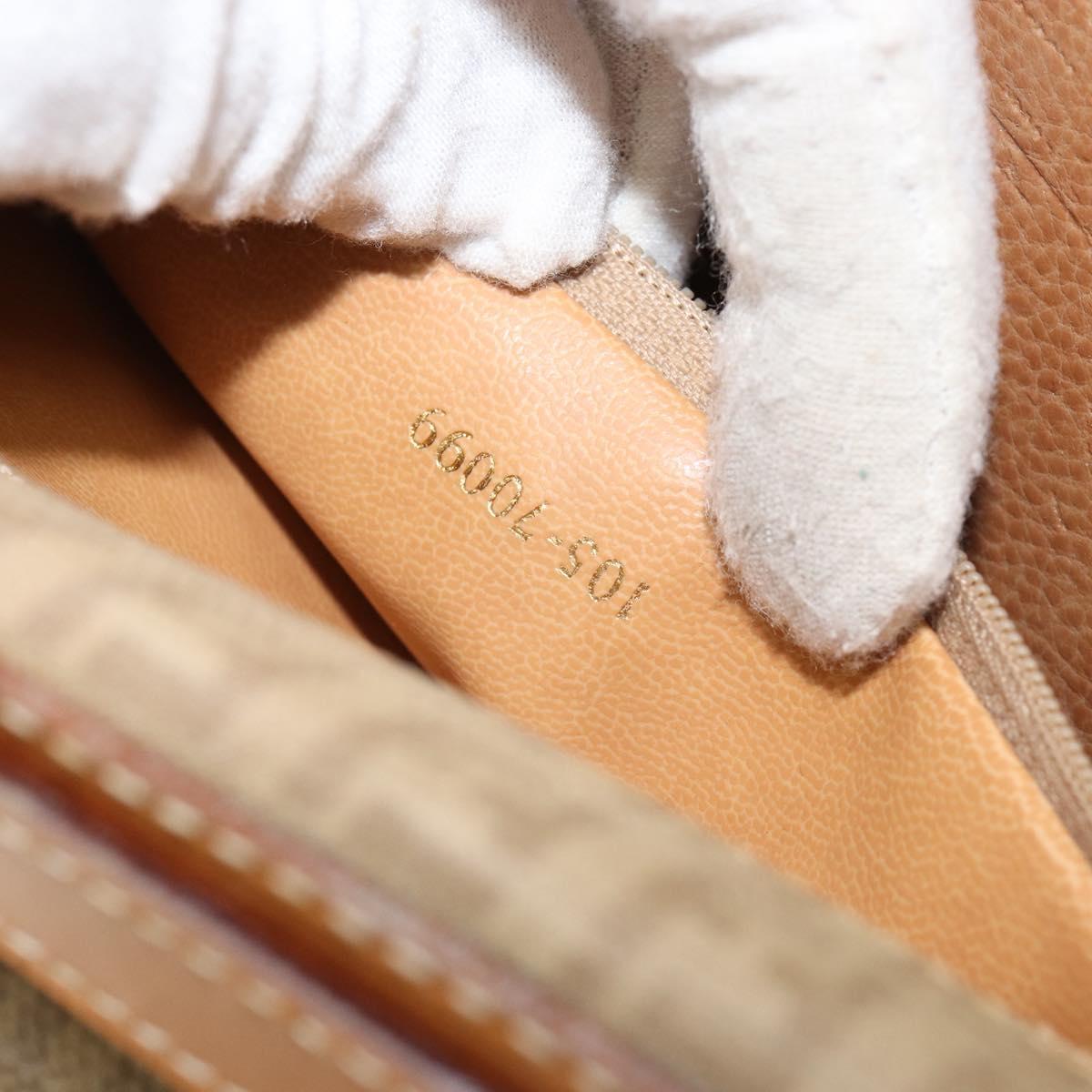 FENDI Zucchino Canvas Shoulder Bag Beige Gold Auth ep11839