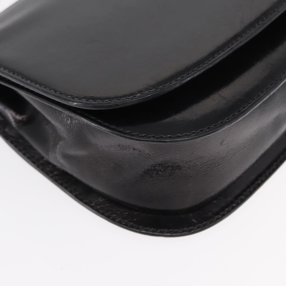 PRADA Hand Bag Leather Black Silver Auth ep11842