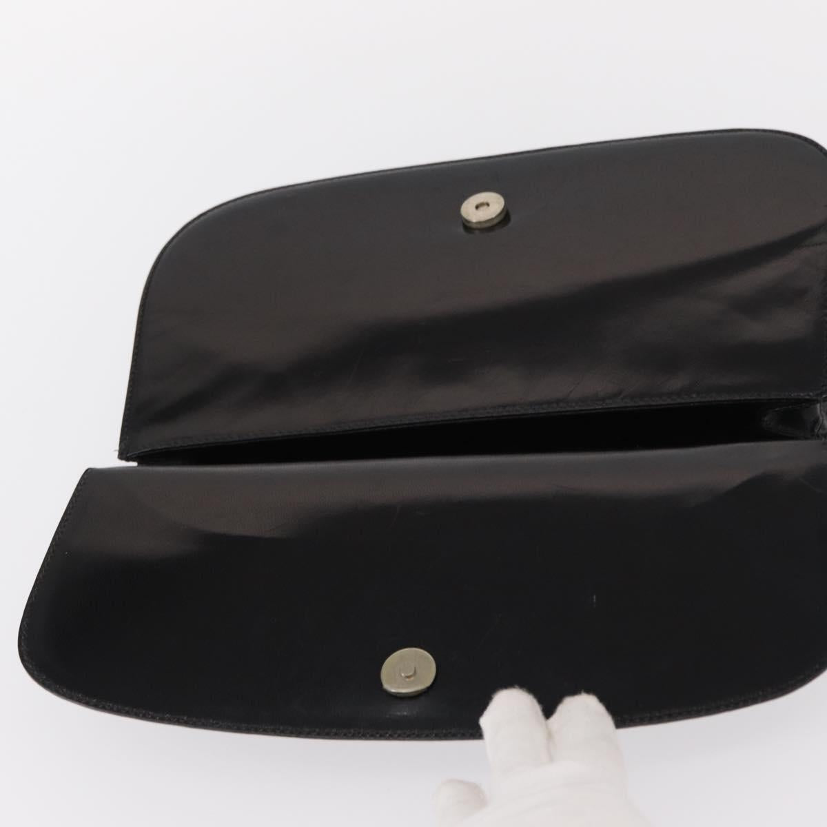 PRADA Hand Bag Leather Black Silver Auth ep11842