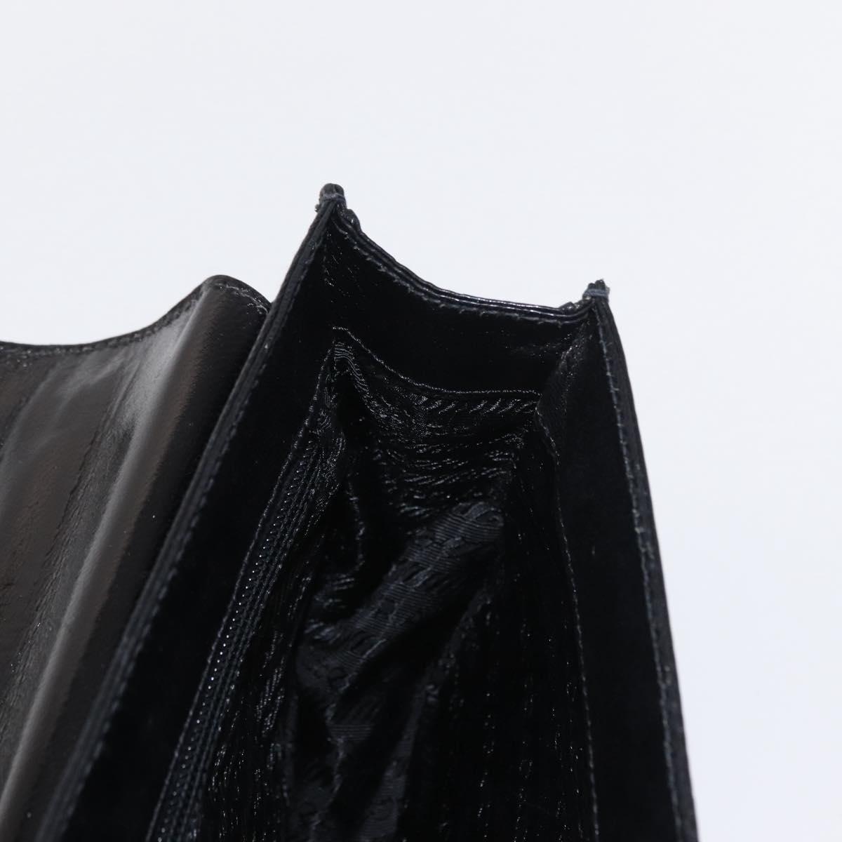 PRADA Hand Bag Leather Black Silver Auth ep11842