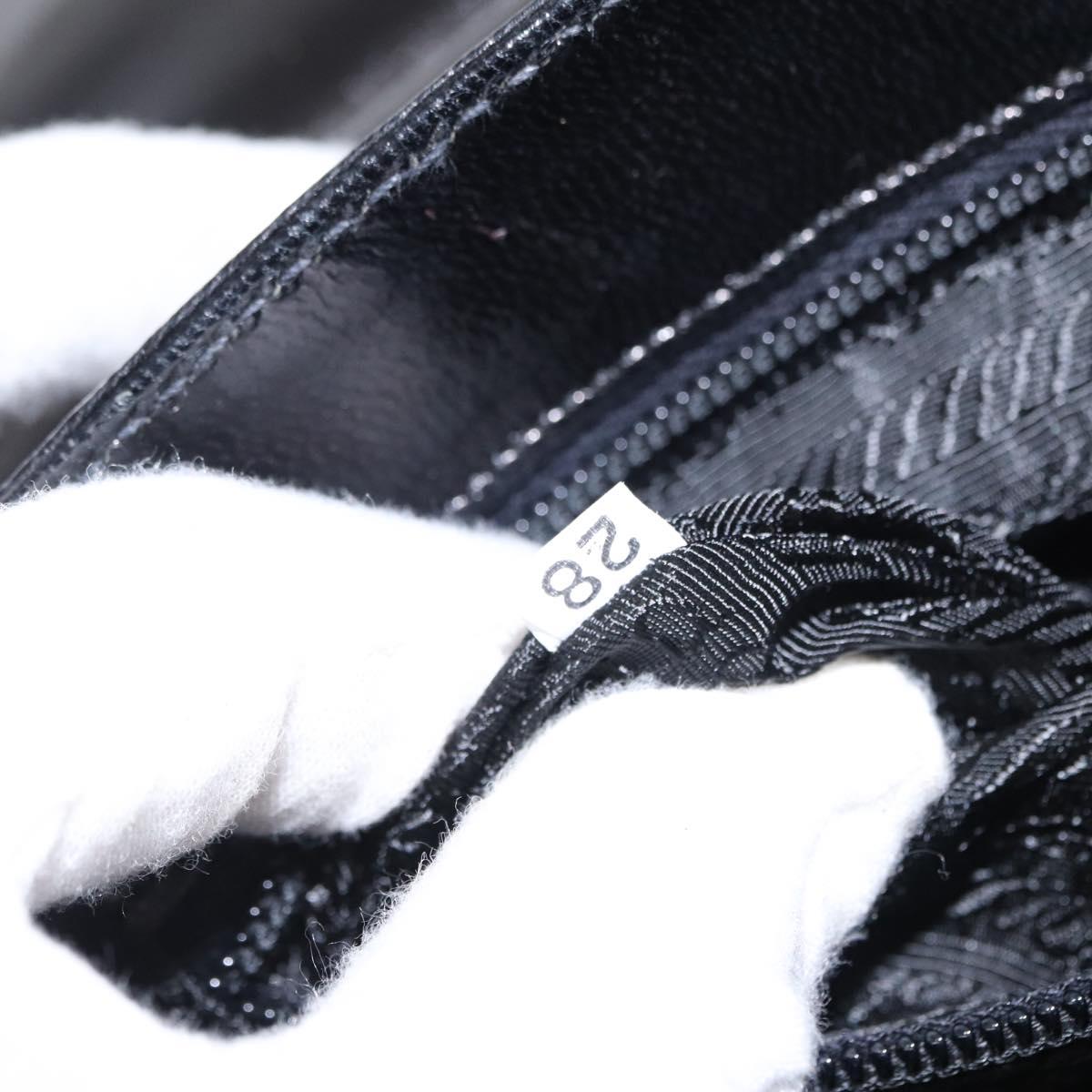 PRADA Hand Bag Leather Black Silver Auth ep11842