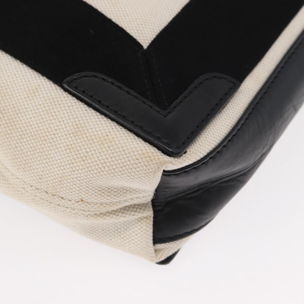 BALENCIAGA Navy Cabas Hand Bag Canvas 2way White Black 390346 Auth ep11845