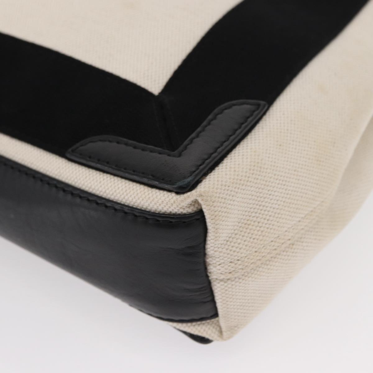 BALENCIAGA Navy Cabas Hand Bag Canvas 2way White Black 390346 Auth ep11845