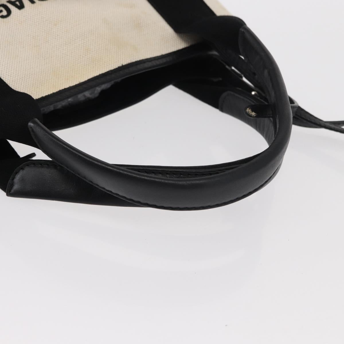 BALENCIAGA Navy Cabas Hand Bag Canvas 2way White Black 390346 Auth ep11845