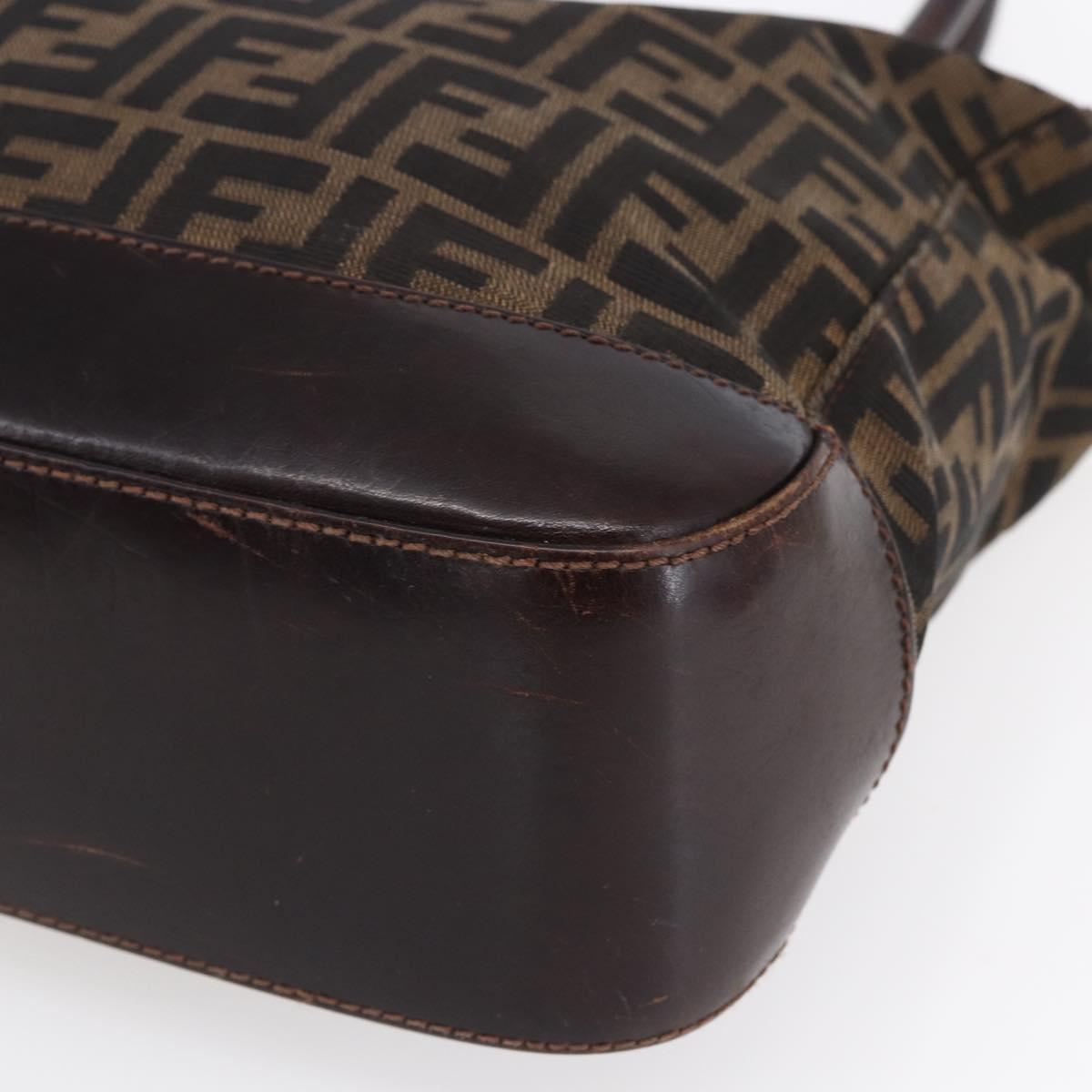 FENDI Zucca Canvas Tote Bag Black Brown Auth ep11847