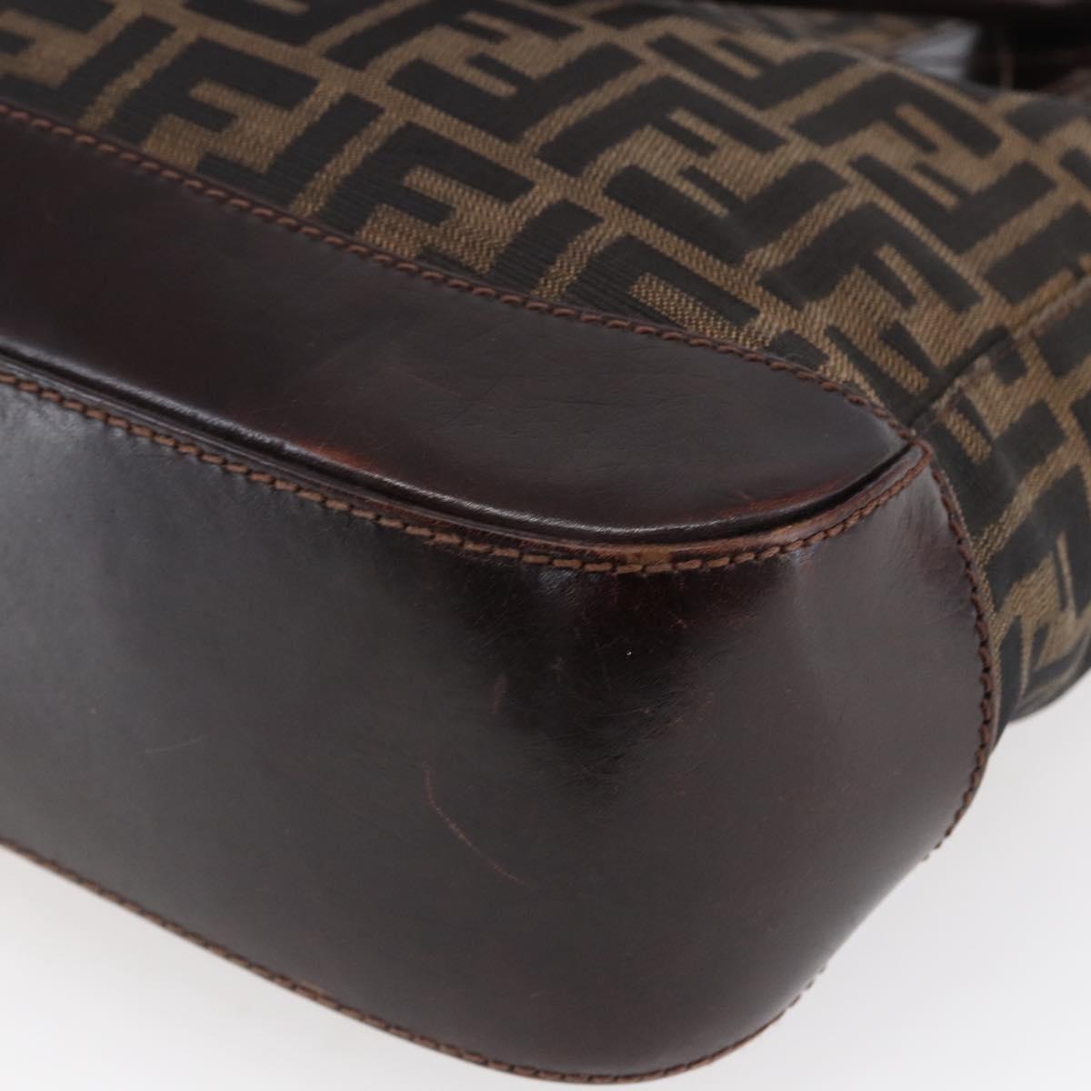 FENDI Zucca Canvas Tote Bag Black Brown Auth ep11847