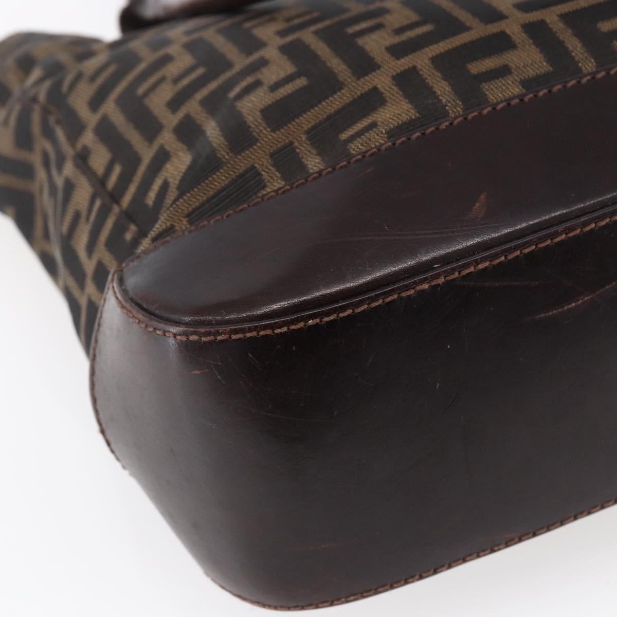 FENDI Zucca Canvas Tote Bag Black Brown Auth ep11847