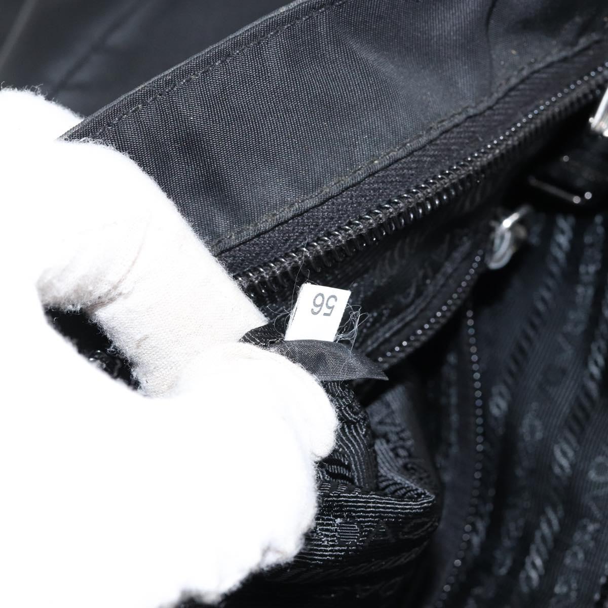 PRADA Shoulder Bag Nylon Black Silver Auth ep11849
