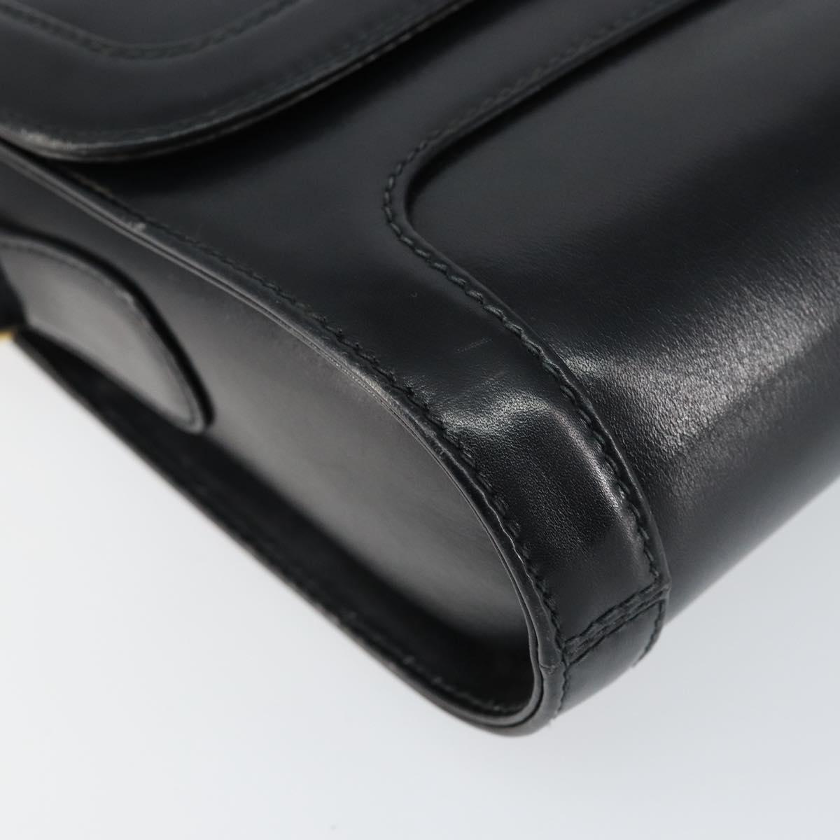 GUCCI Shoulder Bag Leather Black Gold 001 256 1161 Auth ep11851