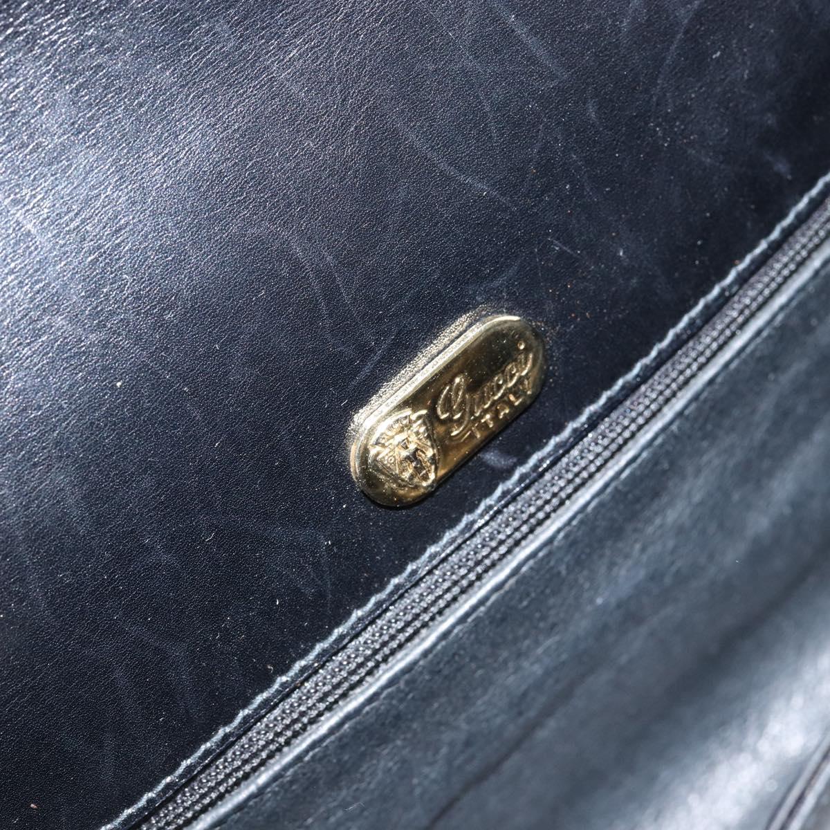 GUCCI Shoulder Bag Leather Black Gold 001 256 1161 Auth ep11851