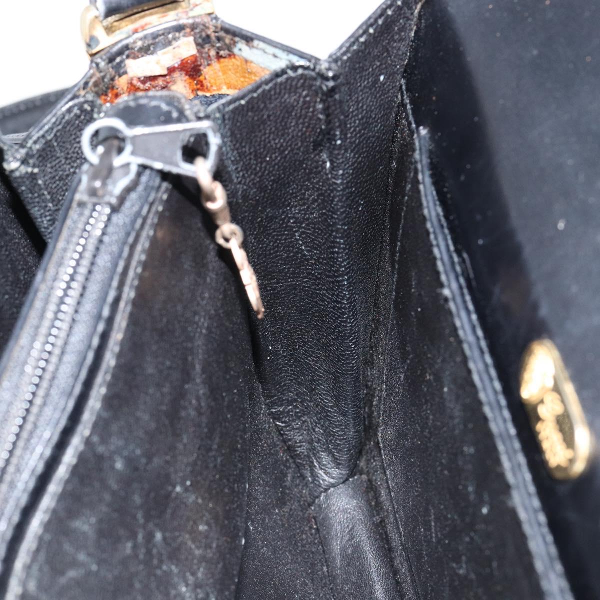 GUCCI Shoulder Bag Leather Black Gold Auth ep11854