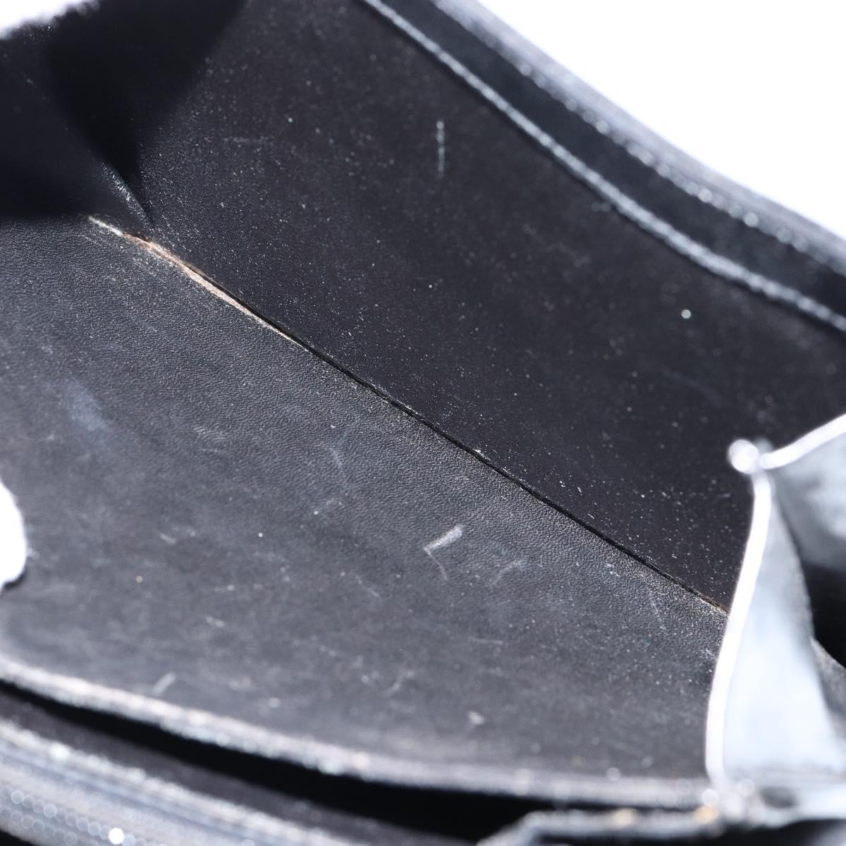 GUCCI Shoulder Bag Leather Black Gold Auth ep11854