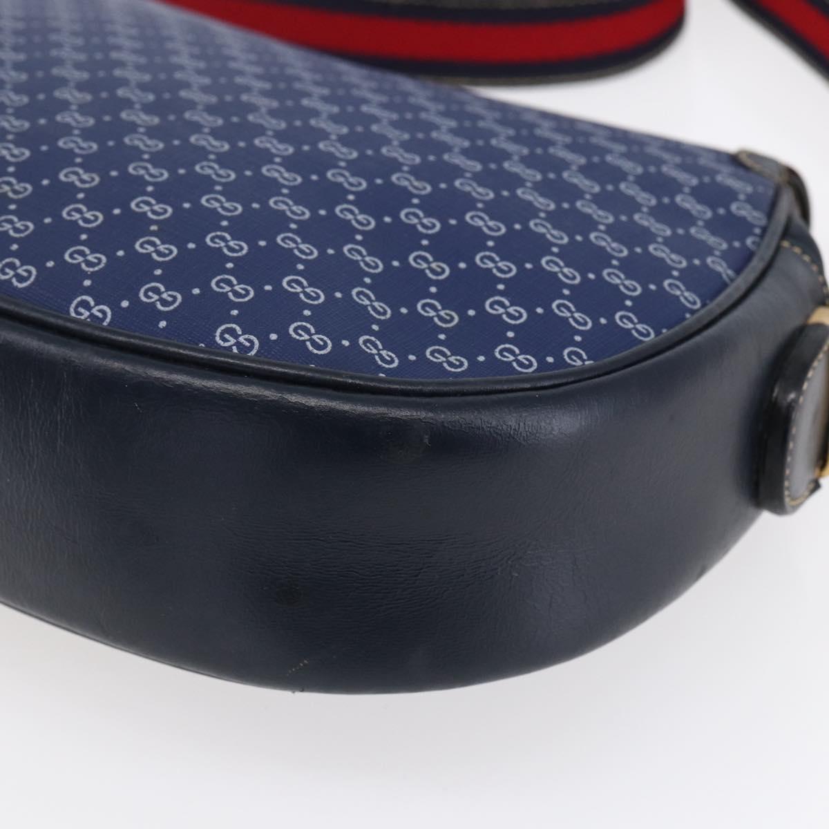 GUCCI Micro GG Supreme Sherry Line Shoulder Bag PVC Blue Gold Auth ep11855