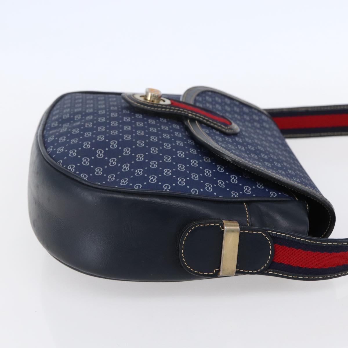 GUCCI Micro GG Supreme Sherry Line Shoulder Bag PVC Blue Gold Auth ep11855