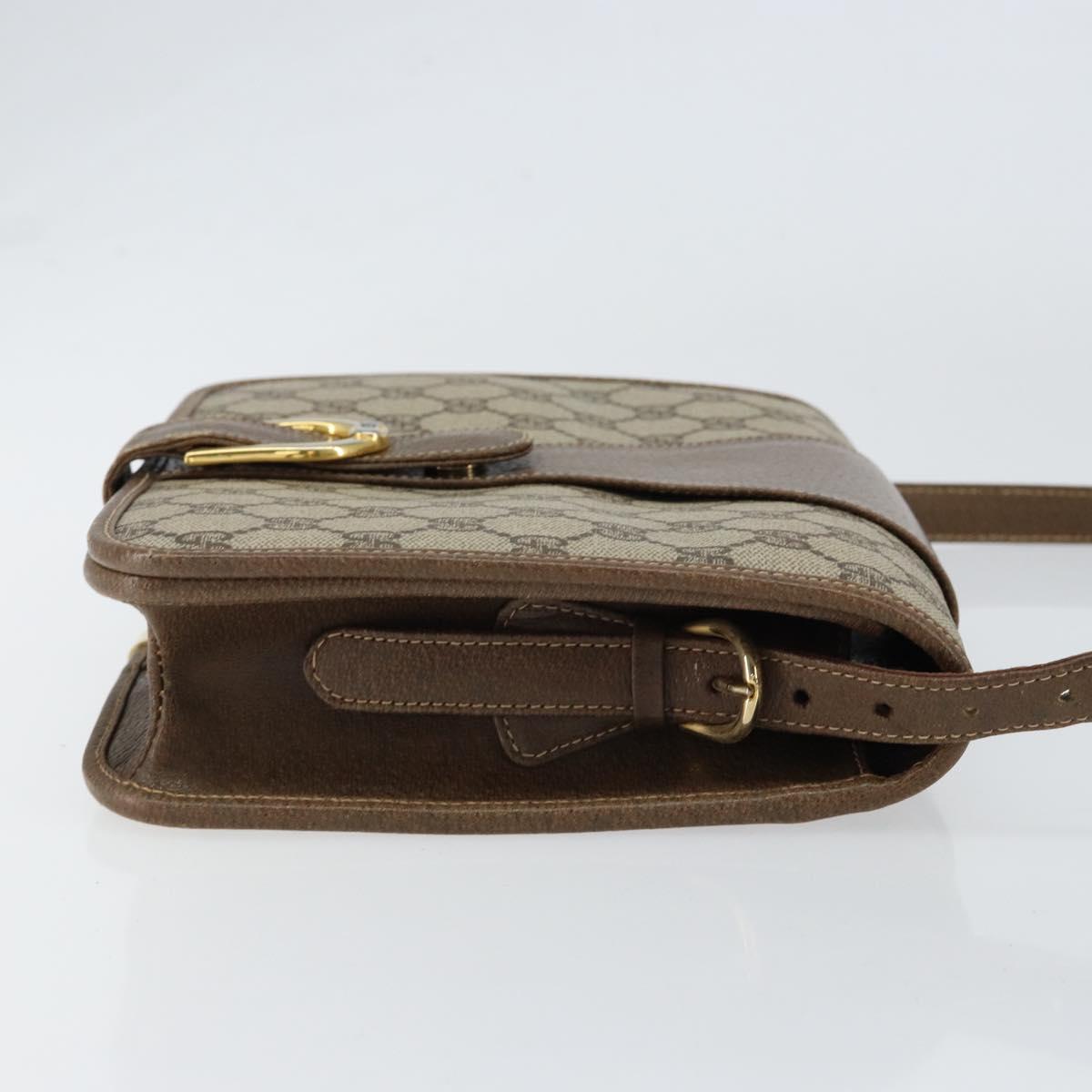 GUCCI GG Supreme Shoulder Bag PVC Beige Gold Auth ep11867