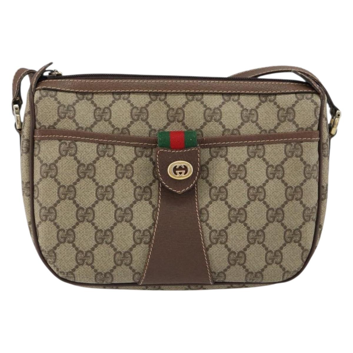 GUCCI GG Supreme Web Sherry Line Bag PVC Beige Gold 001 904 2032 Auth ep11871