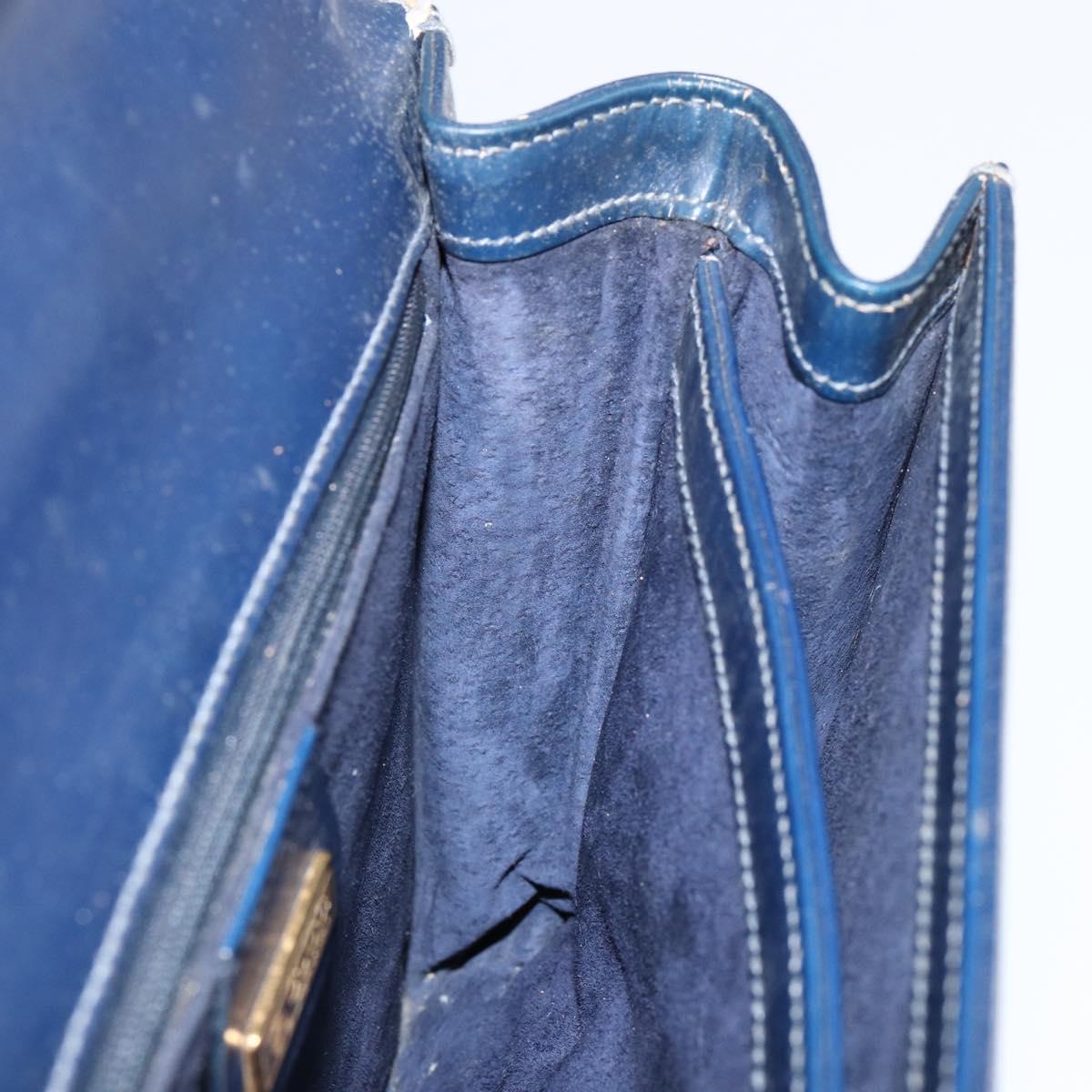 GUCCI Hand Bag Leather Navy Gold 000 46 0096 Auth ep11875