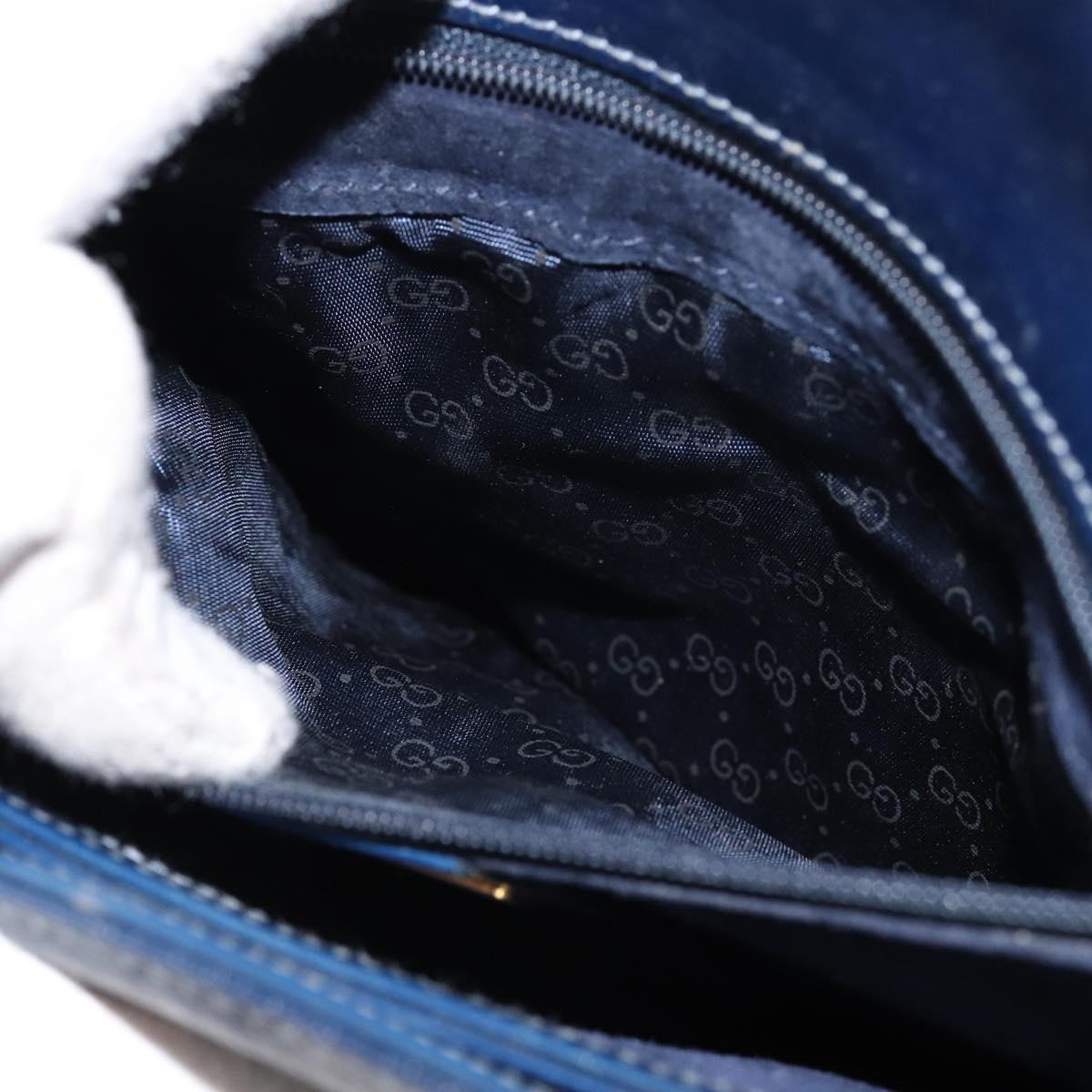 GUCCI Hand Bag Leather Navy Gold 000 46 0096 Auth ep11875