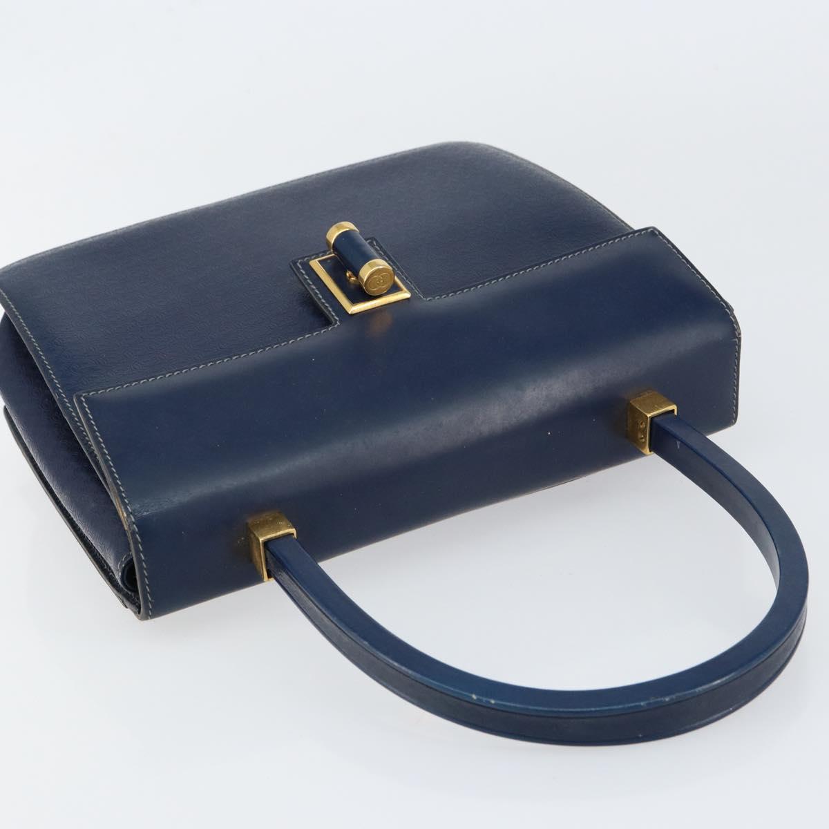 GUCCI Hand Bag Leather Navy Gold 000 46 0096 Auth ep11875