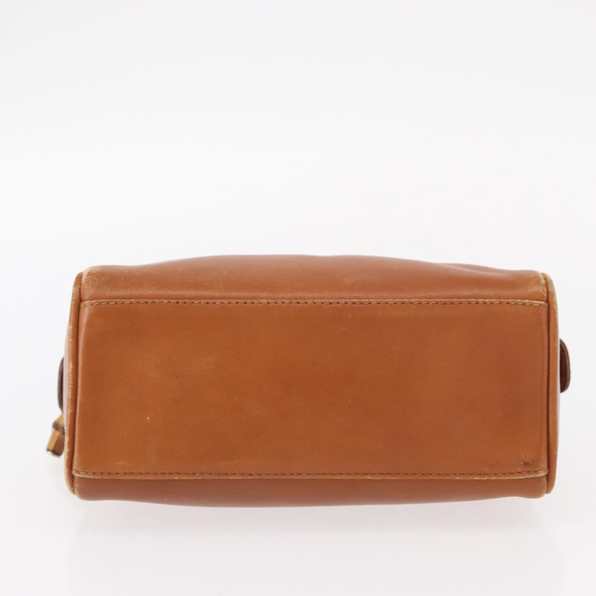GUCCI Bamboo Hand Bag Leather Brown Gold 007 3444 0232 Auth ep11877