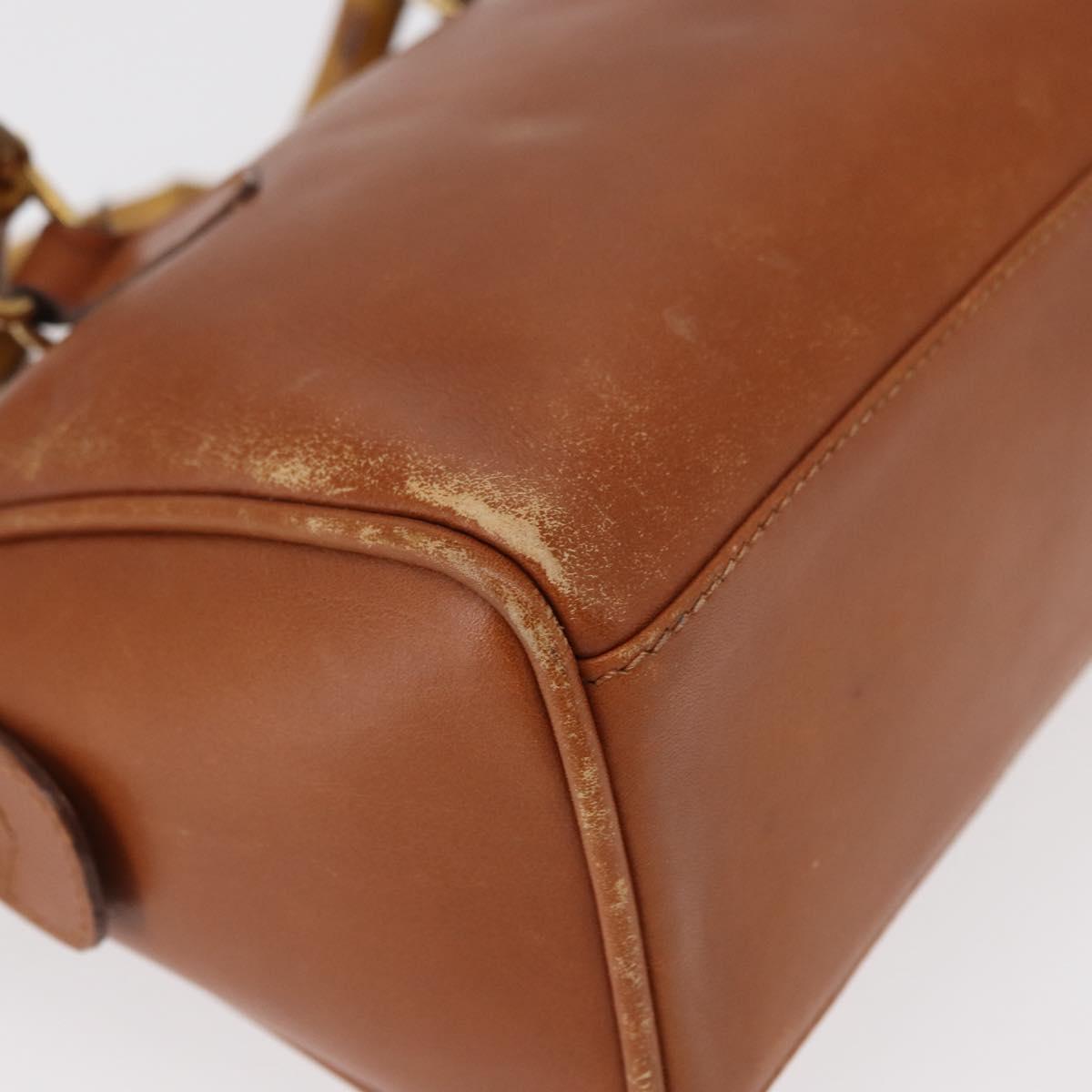 GUCCI Bamboo Hand Bag Leather Brown Gold 007 3444 0232 Auth ep11877