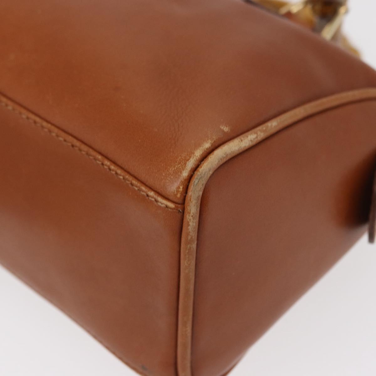 GUCCI Bamboo Hand Bag Leather Brown Gold 007 3444 0232 Auth ep11877