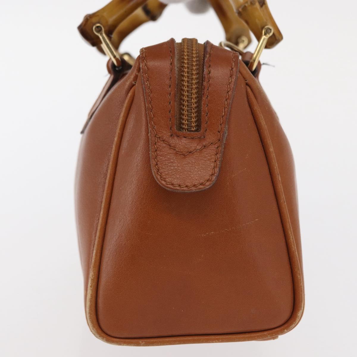 GUCCI Bamboo Hand Bag Leather Brown Gold 007 3444 0232 Auth ep11877