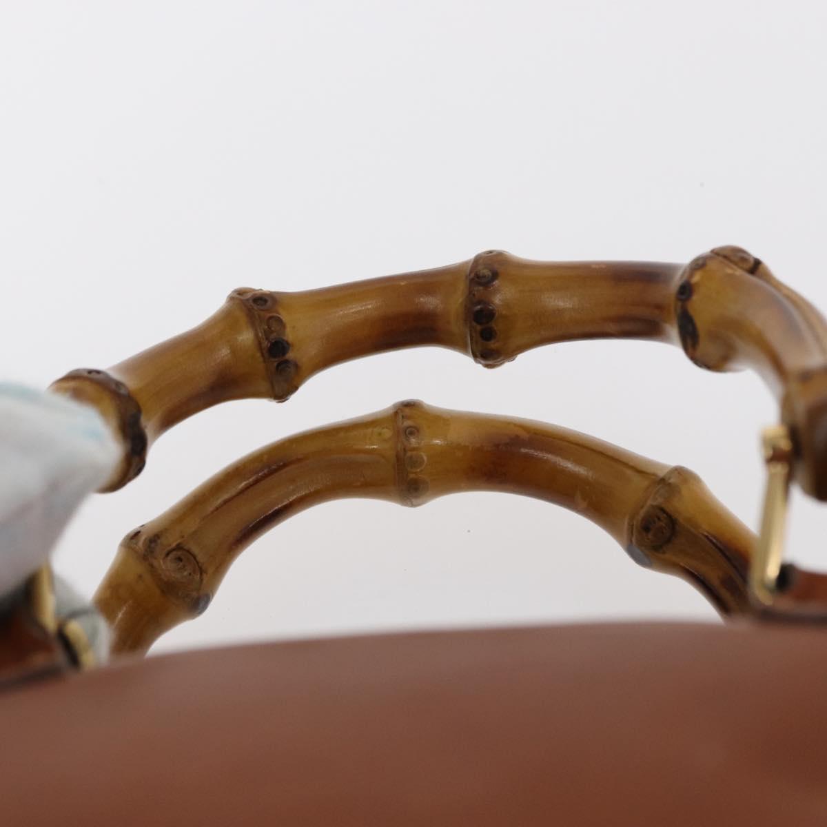 GUCCI Bamboo Hand Bag Leather Brown Gold 007 3444 0232 Auth ep11877