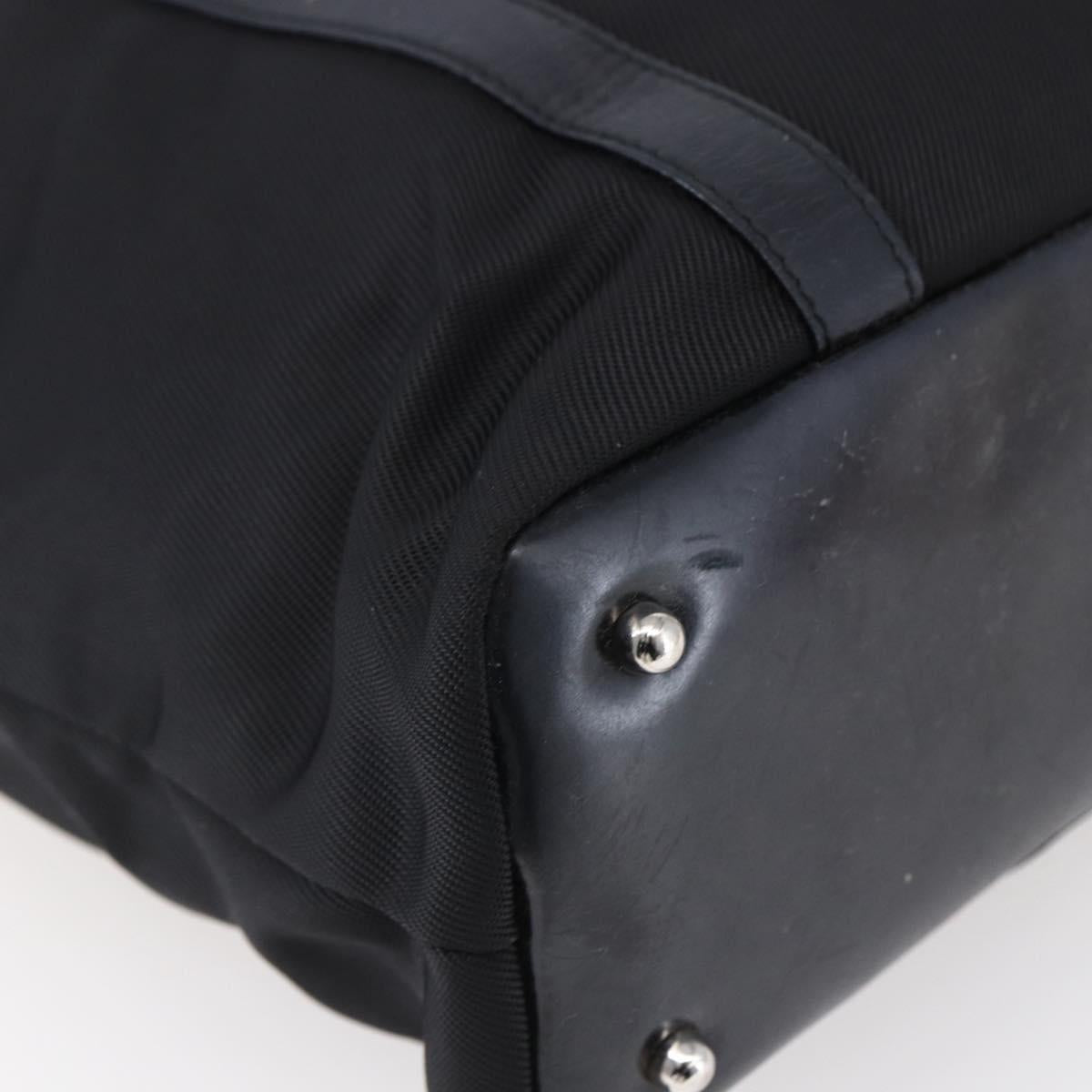 GUCCI Bamboo Hand Bag Nylon Black Silver 000 3754 0508 Auth ep11878