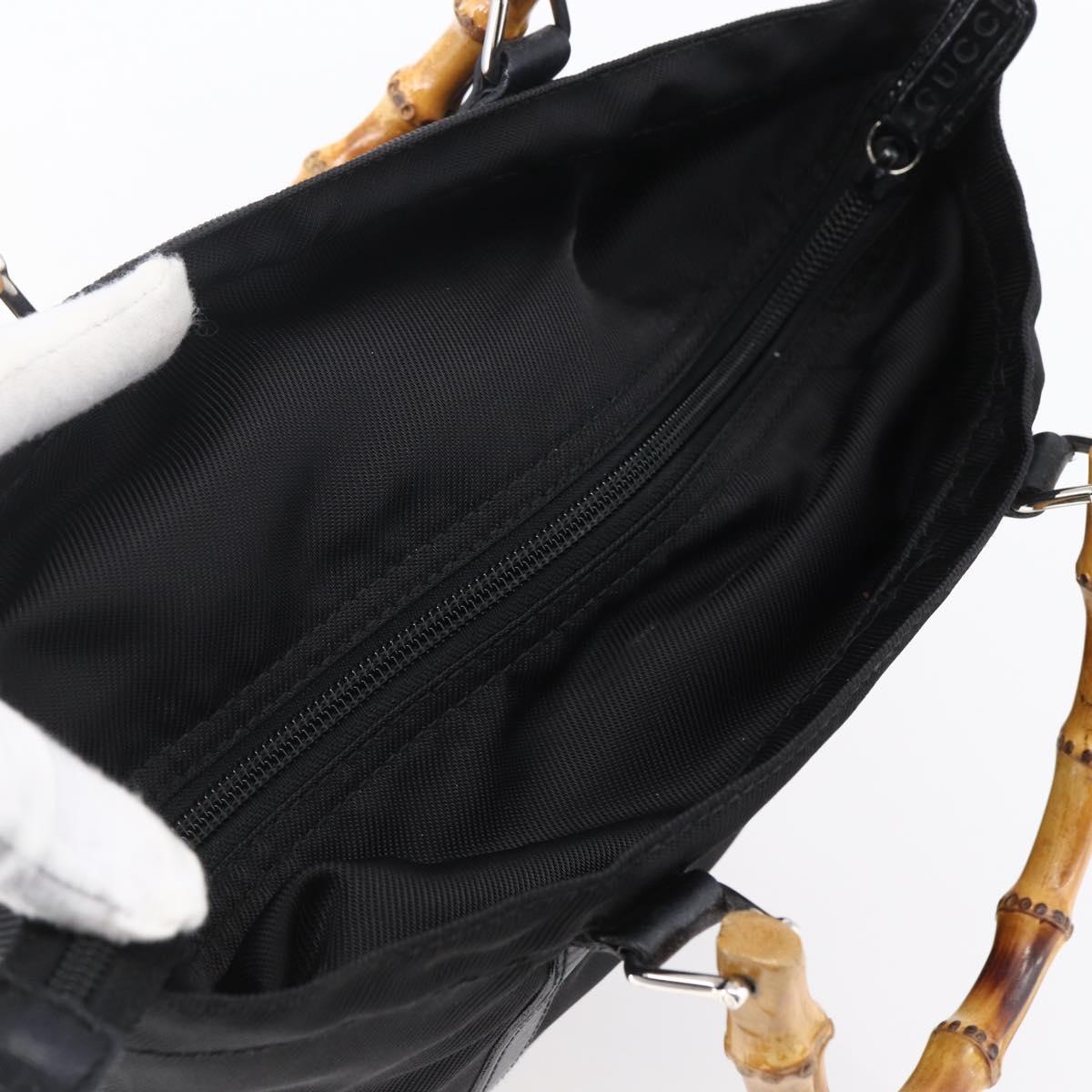 GUCCI Bamboo Hand Bag Nylon Black Silver 000 3754 0508 Auth ep11878