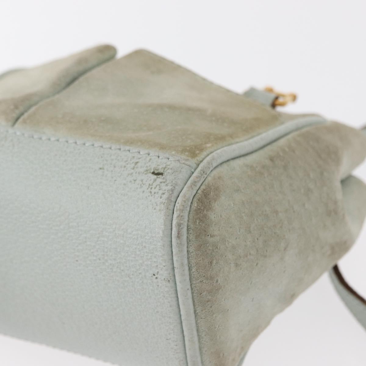 GUCCI Shoulder Bag Suede 2way Light Blue Gold 007 1793 0238 Auth ep11879