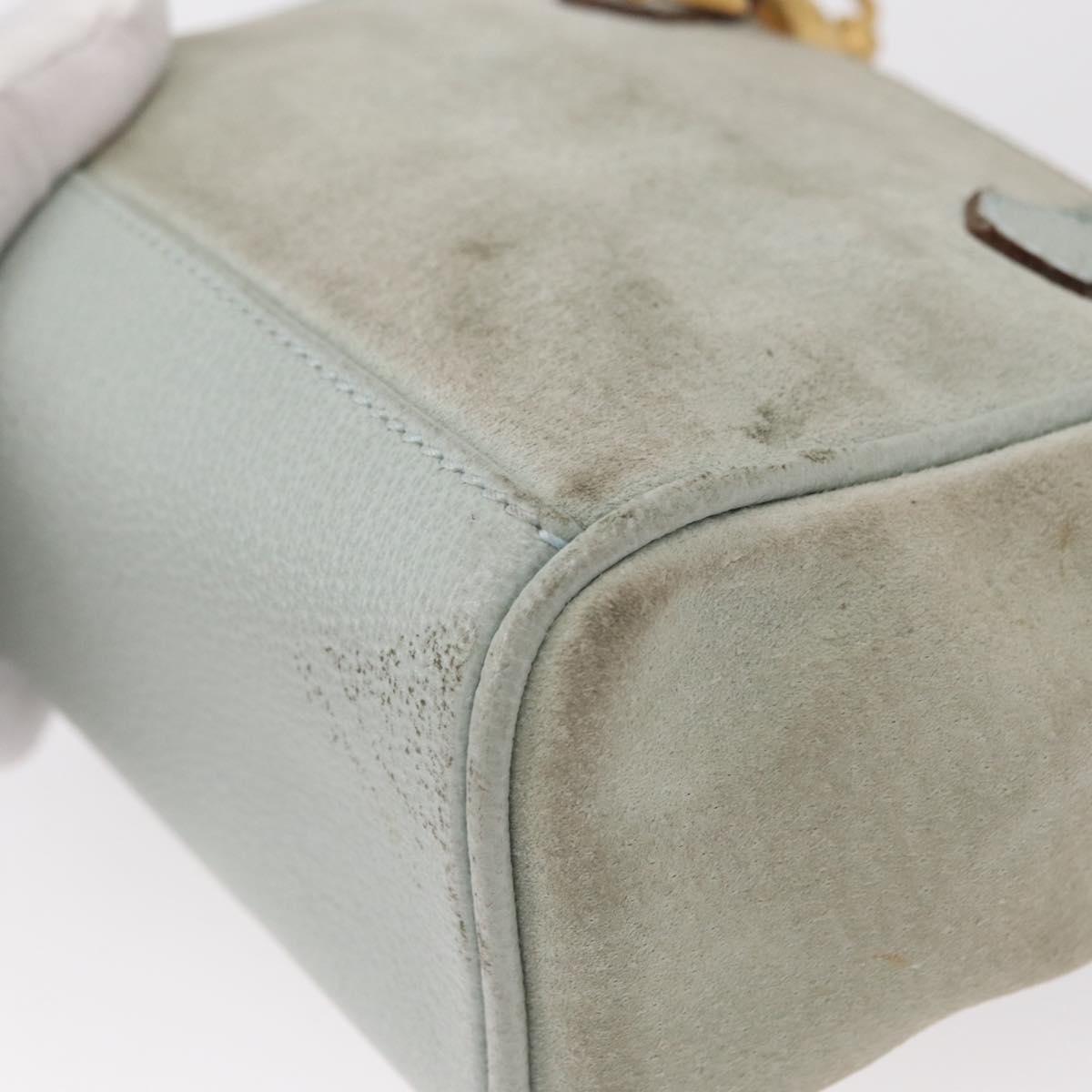 GUCCI Shoulder Bag Suede 2way Light Blue Gold 007 1793 0238 Auth ep11879