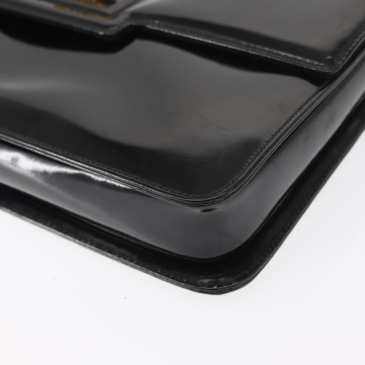 GUCCI Shoulder Bag Enamel Black Gold 004 33 0280 Auth ep11880