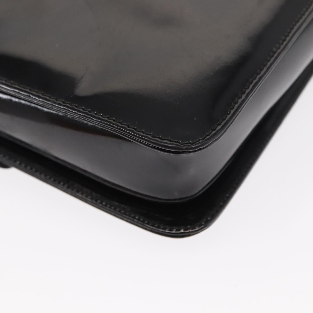 GUCCI Shoulder Bag Enamel Black Gold 004 33 0280 Auth ep11880