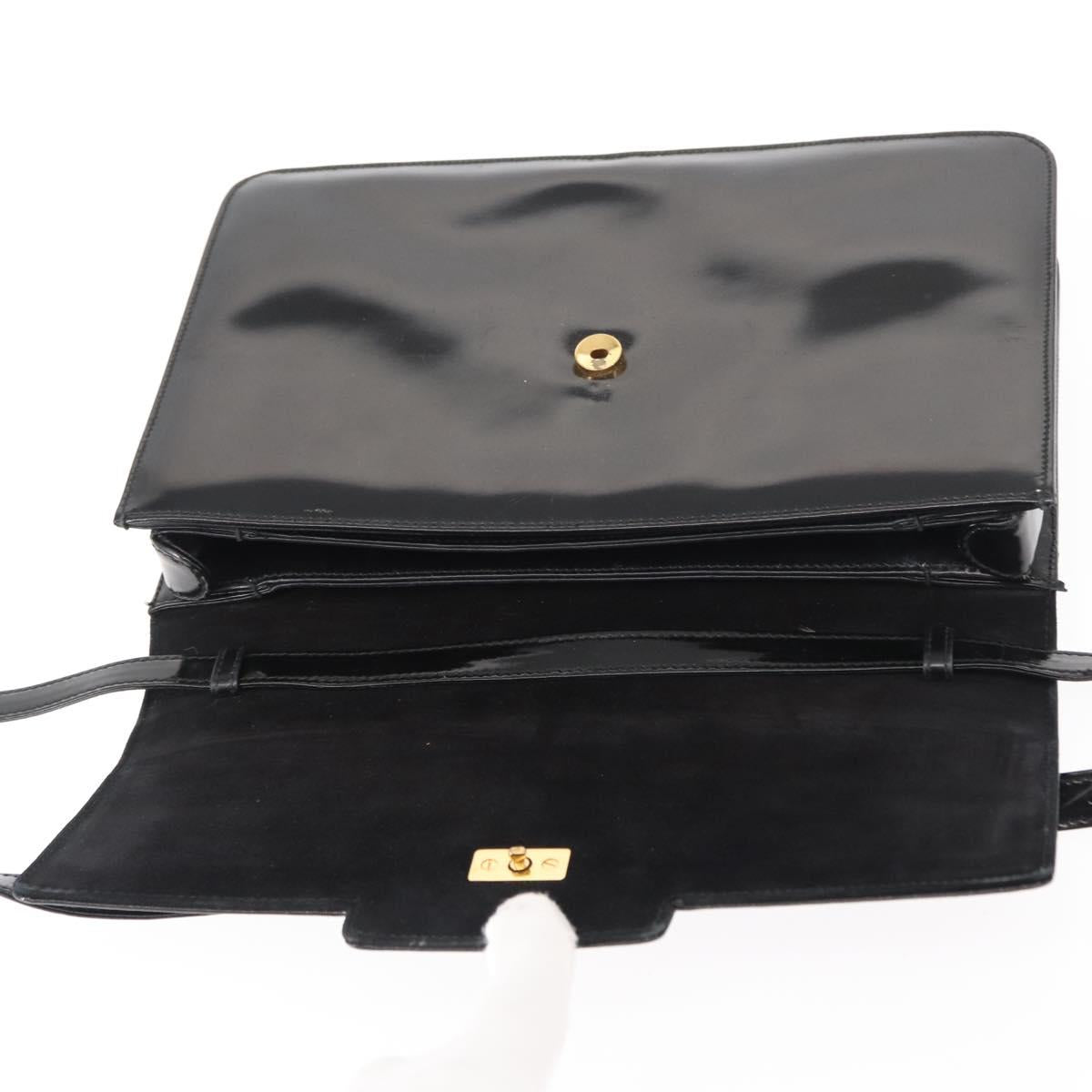 GUCCI Shoulder Bag Enamel Black Gold 004 33 0280 Auth ep11880